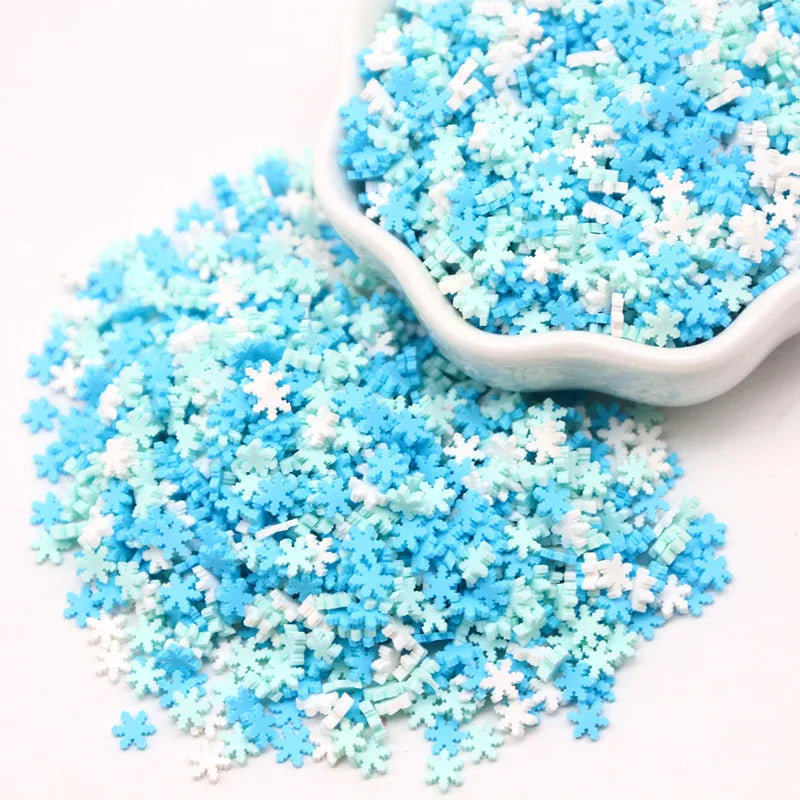 Festive Snowflake Polymer Clay Sprinkles for Crafts and Slime