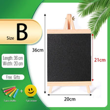 A wooden chalkboard easel with a black board, featuring 5 chalks and an eraser as free gifts.