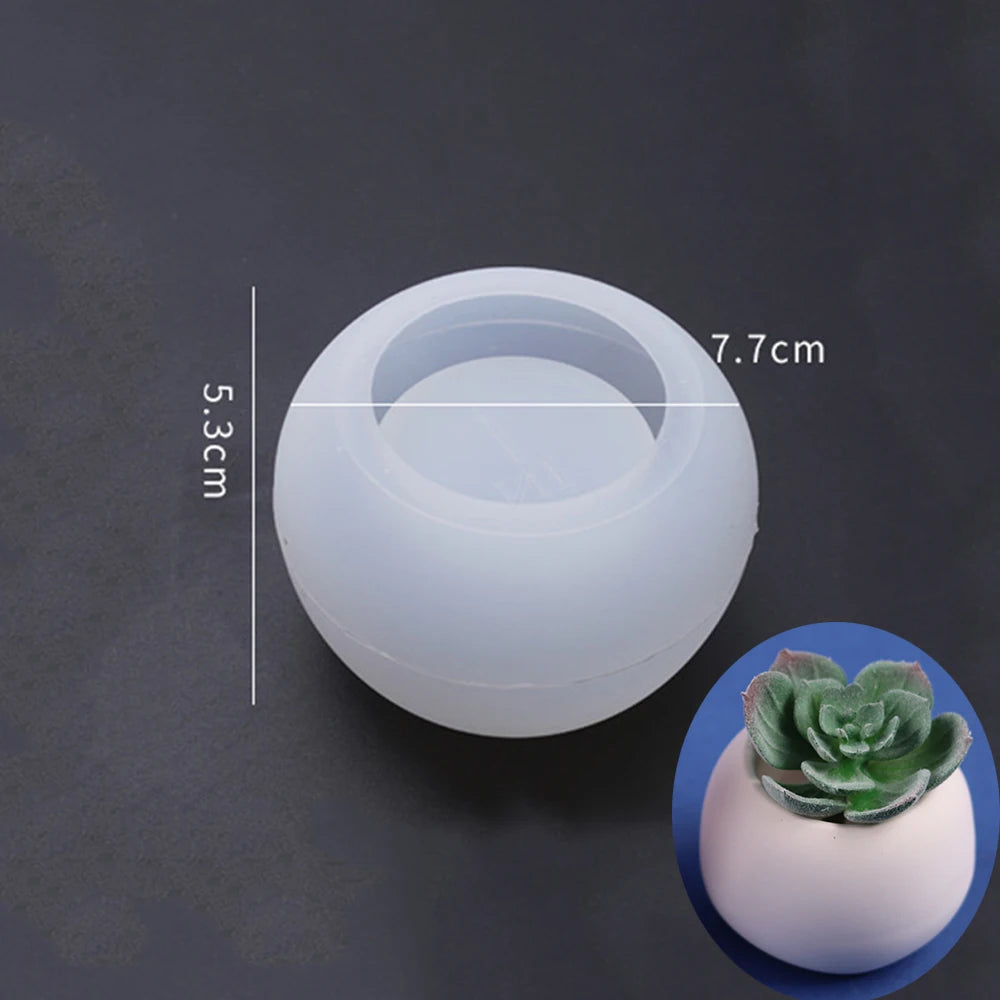 A clear silicone mold is shown next to a finished pink vase, demonstrating its use for creating concrete or resin items.