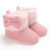 Pink plush baby snow boots for girls and boys with anti-slip soles