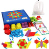 Wooden Pattern Blocks Set – 155-Piece Educational Shape Puzzle for Kids