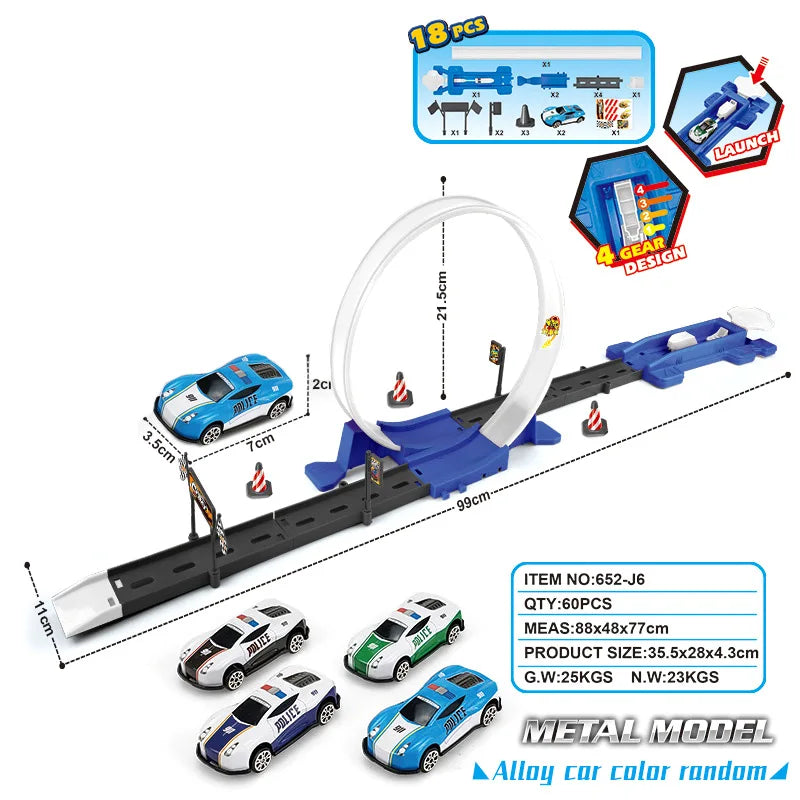 Double-Loop Racing Track Set with Inertia Cars