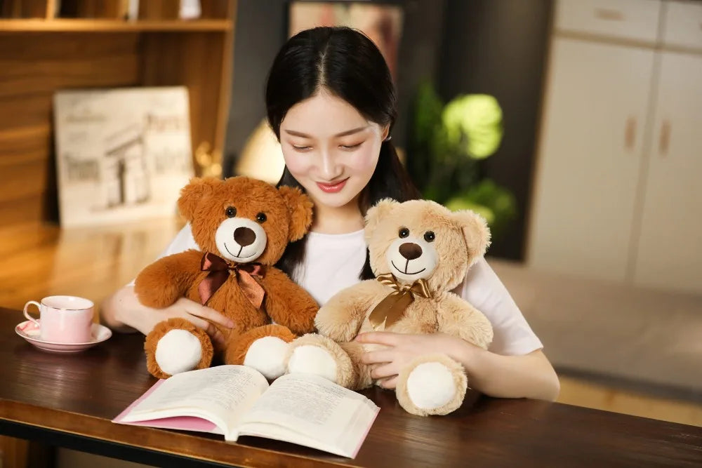 Cute Bow Tie Plush Bear Teddy with Colorful Design