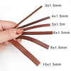 A hand holds various faux leather cords of different thicknesses, ranging from 3x1.5mm to 10x1.5mm.