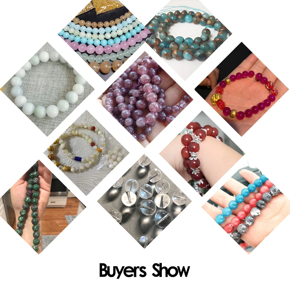 Assortment of natural sea sediment jasper and turquoise beads for jewelry making displayed in various colors and arrangements