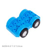 Blue city traffic building block set featuring vehicles and a trailer