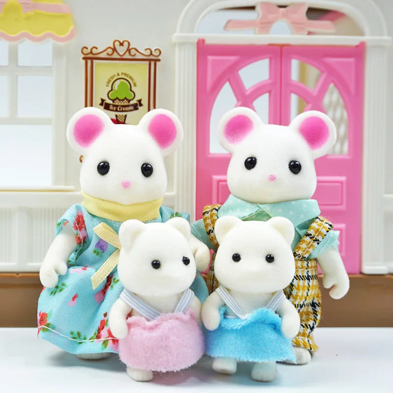 Forest Animal Family Dollhouse Set with Mini Furniture