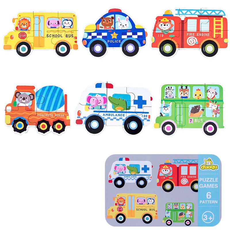 Montessori Wooden Animal Puzzle Set with Storage Box