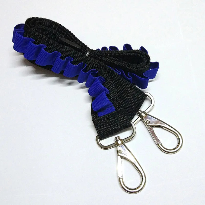 A black and blue soft foam dart refill product with a ruffled top and metal clasps.