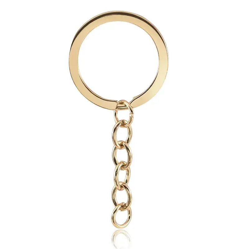 A gold-toned circular hoop necklace with a delicate chain link.