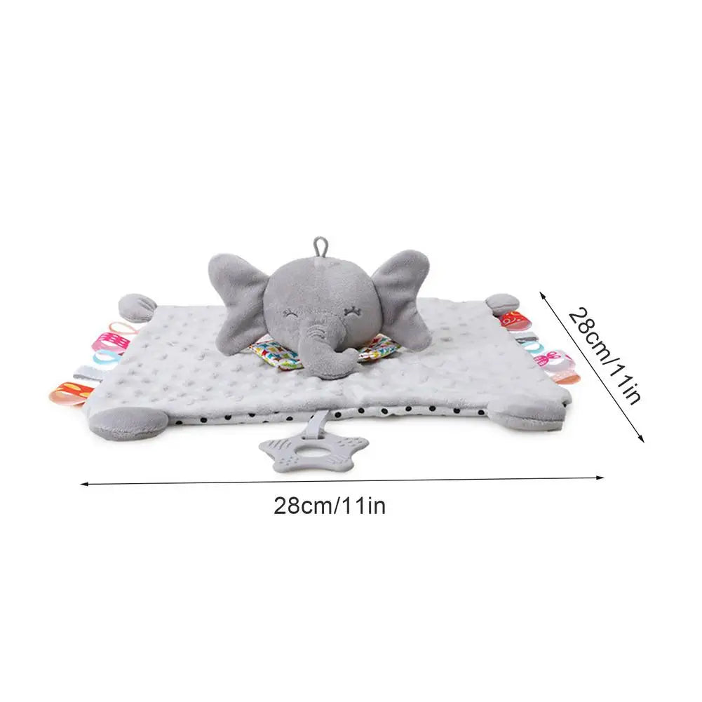Gray elephant plush baby comforter security toy with teether