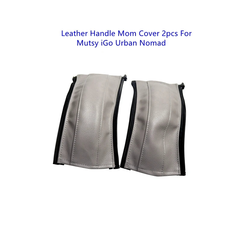 Two pairs of leather handle covers for the Mutsy iGo Urban Nomad stroller, shown side by side.