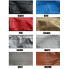 A collection of black, blue, red, golden, silver, white, gray, and brown leather stroller handle covers.