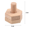 A light wood screw and nut building block set with a wooden base and a threaded post.