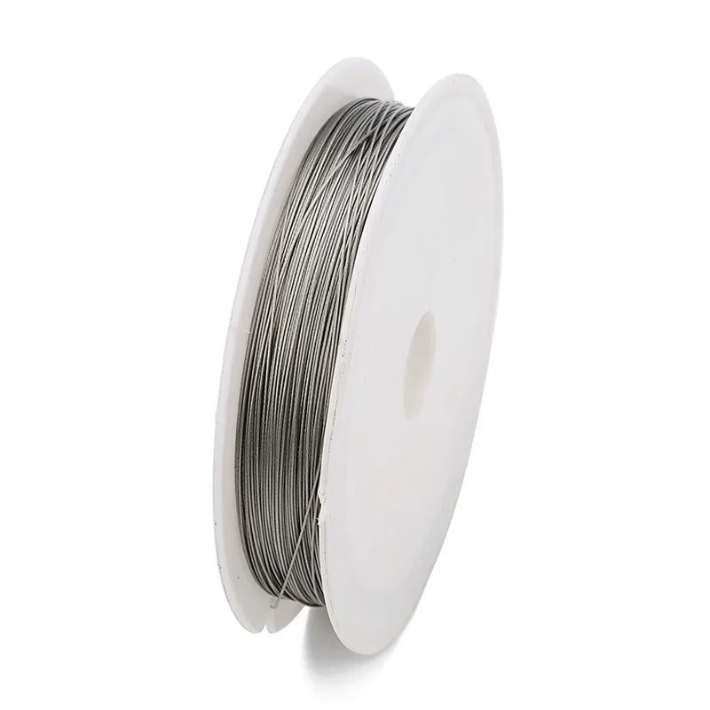 A spool of stainless steel tiger tail beading wire for jewelry making