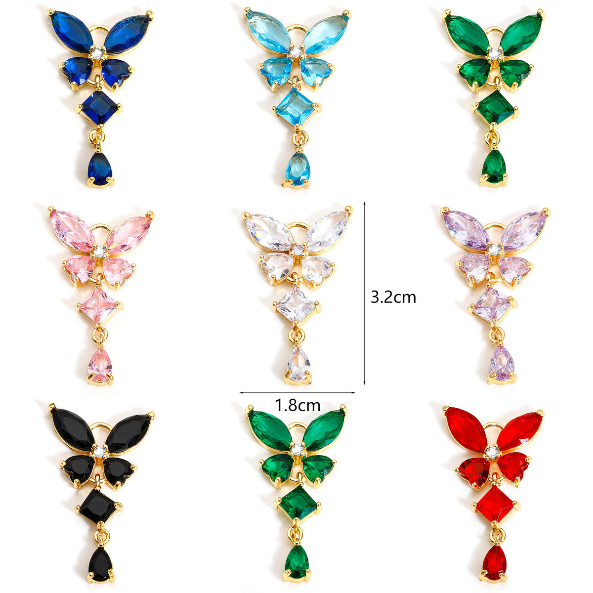 Crystal Butterfly Charms with Rhinestone Accents