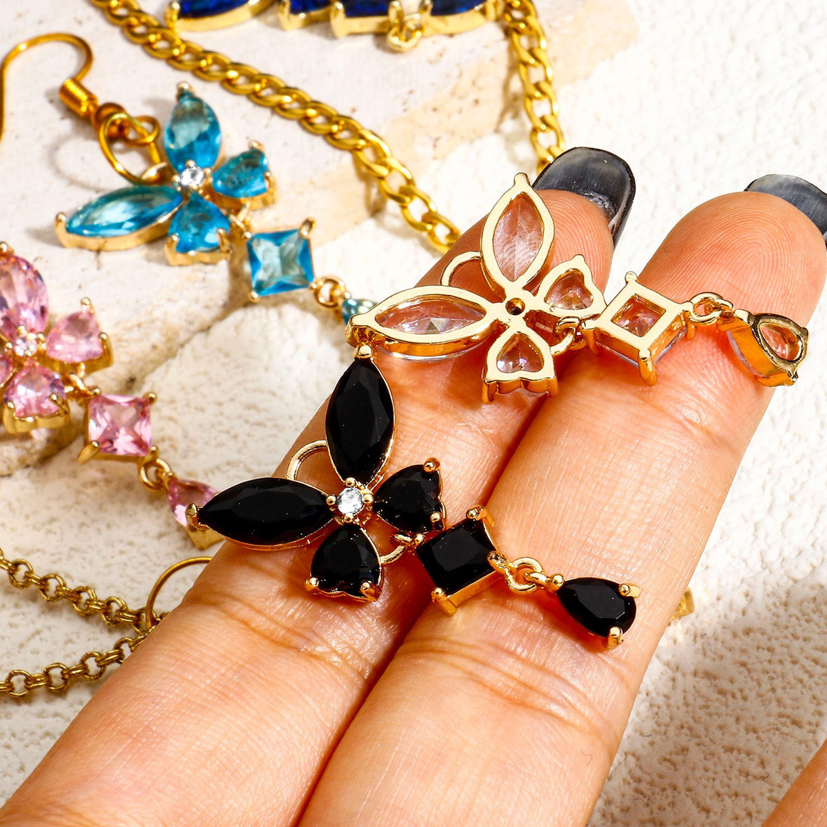 Crystal Butterfly Charms with Rhinestone Accents