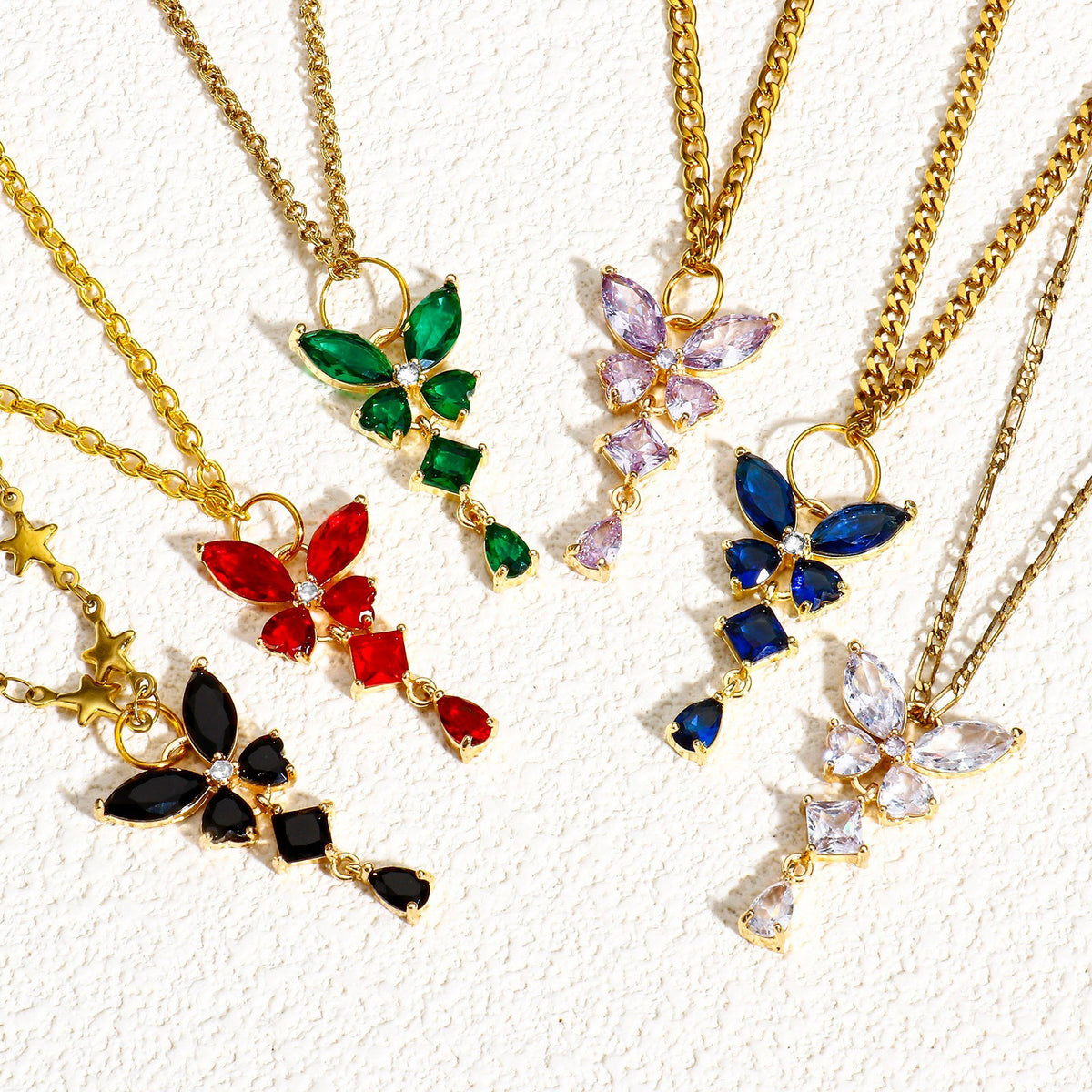 Crystal Butterfly Charms with Rhinestone Accents