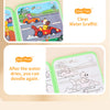 A step-by-step guide showing how to use a reusable magic water drawing book for kids.