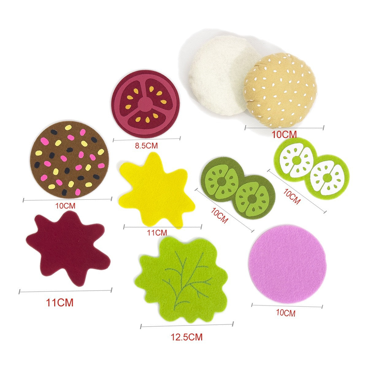 28-Piece Felt Burger & Sandwich Play Food Set for Kids