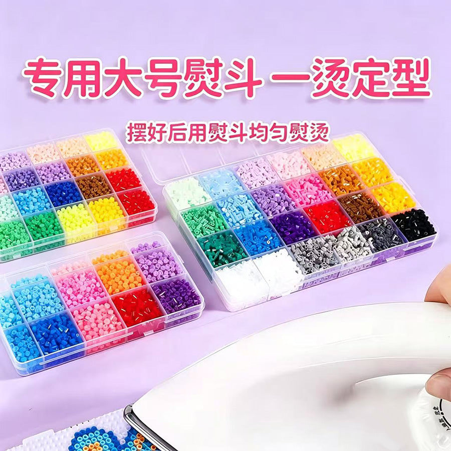 A collection of colorful Perler beads in various shades and sizes arranged in plastic trays for crafting.
