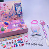 A box of mermaid jewelry featuring various necklaces, earrings, and charms for a 24-day countdown gift box.