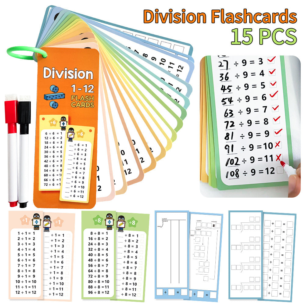 Reusable Multiplication Practice Cards Set for Kids (0-12) with Dry-Erase Pens
