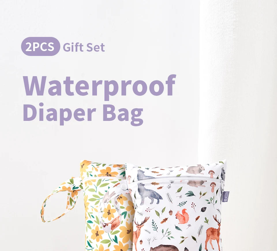 2-Pack Waterproof Wet/Dry Bags for Diapers & Baby Essentials
