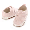 Pink baby first walkers with soft sole and perforated fabric