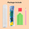 A package includes a roll of white material, a plastic bag with colored beads, a green mold, and a pink pen.