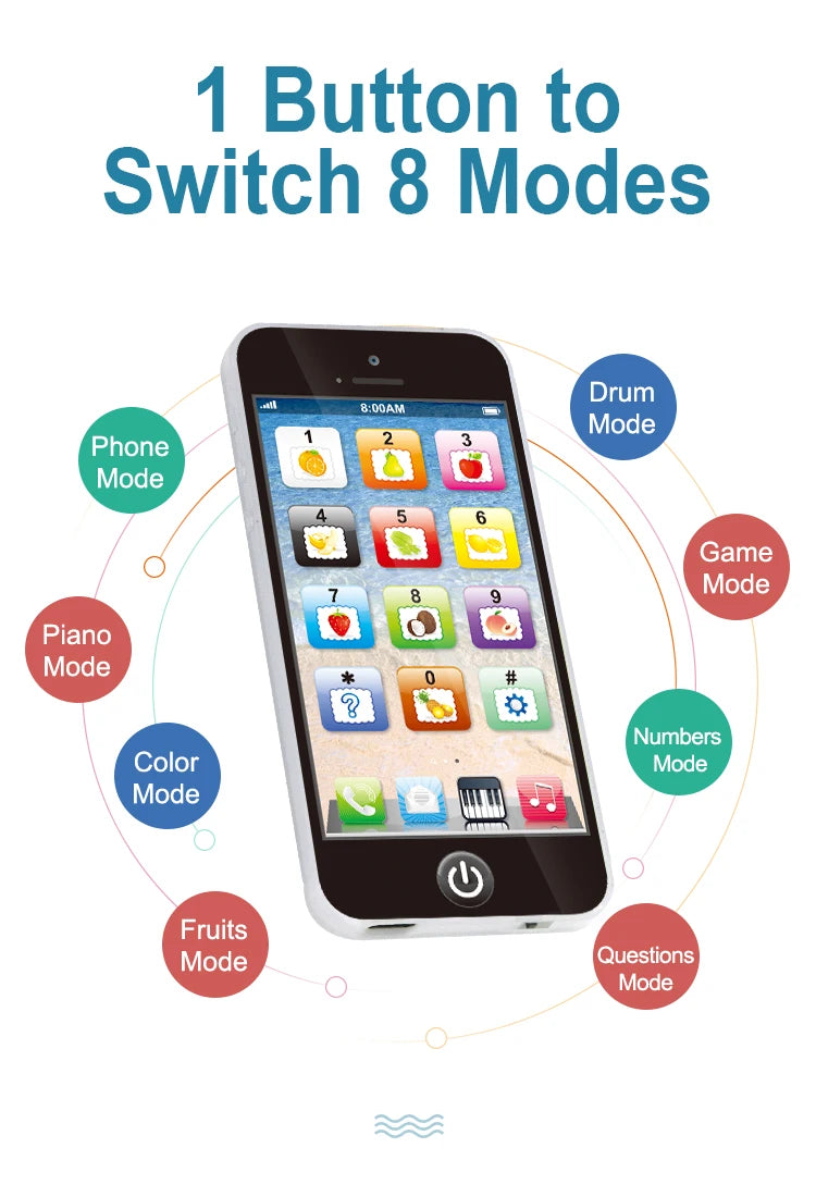 Kids' Interactive Learning Phone – Musical Toy with Lights & English Sounds