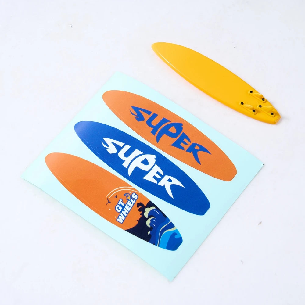 RC Car Scale Accessory Set – Surfboard, Kayak, and Roadblock Decorations