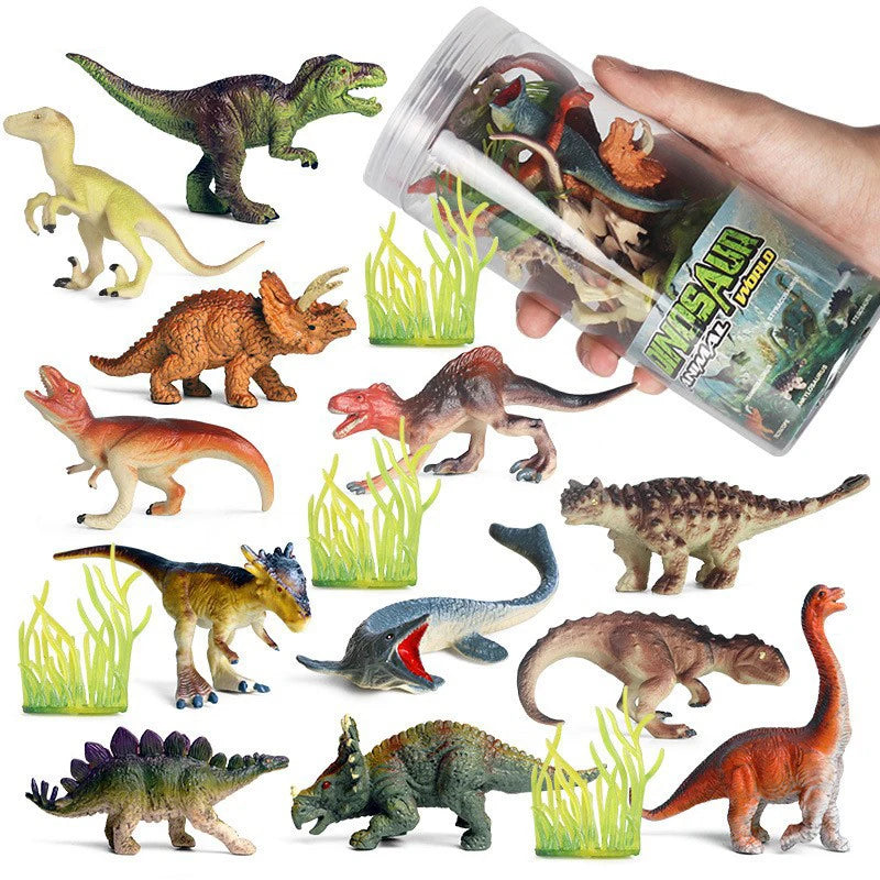 Miniature Animal & Dinosaur Figurines in Storage Container