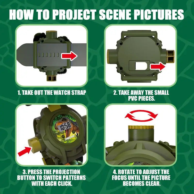 Dinosaur 3D Projector Watch for Kids with 24 Images