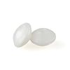 Two smooth, white silicone lentil beads shaped like an abacus for jewelry making