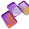 Purple diamond painting organizer kit with trays filled with colored dotting pens