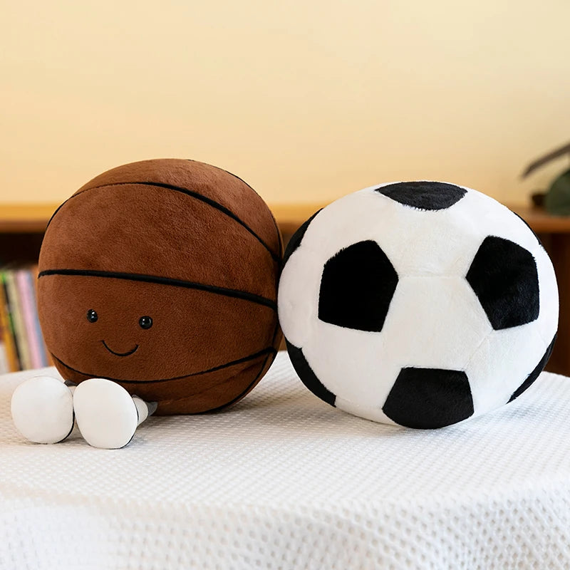 Realistic Sports Ball Plush Toy - Football, Basketball, Volleyball & 8-Ball Styles