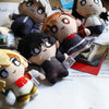 A collection of soft plushie character charms featuring anime style figures with dark hair and expressive eyes.