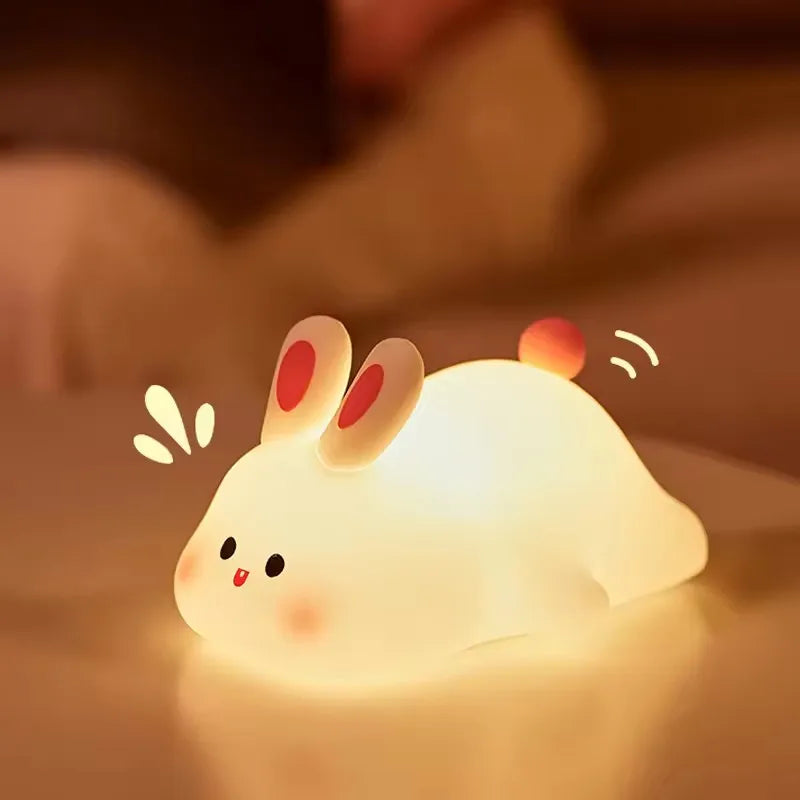 Cute Silicone Rabbit Night Light with Touch Sensor