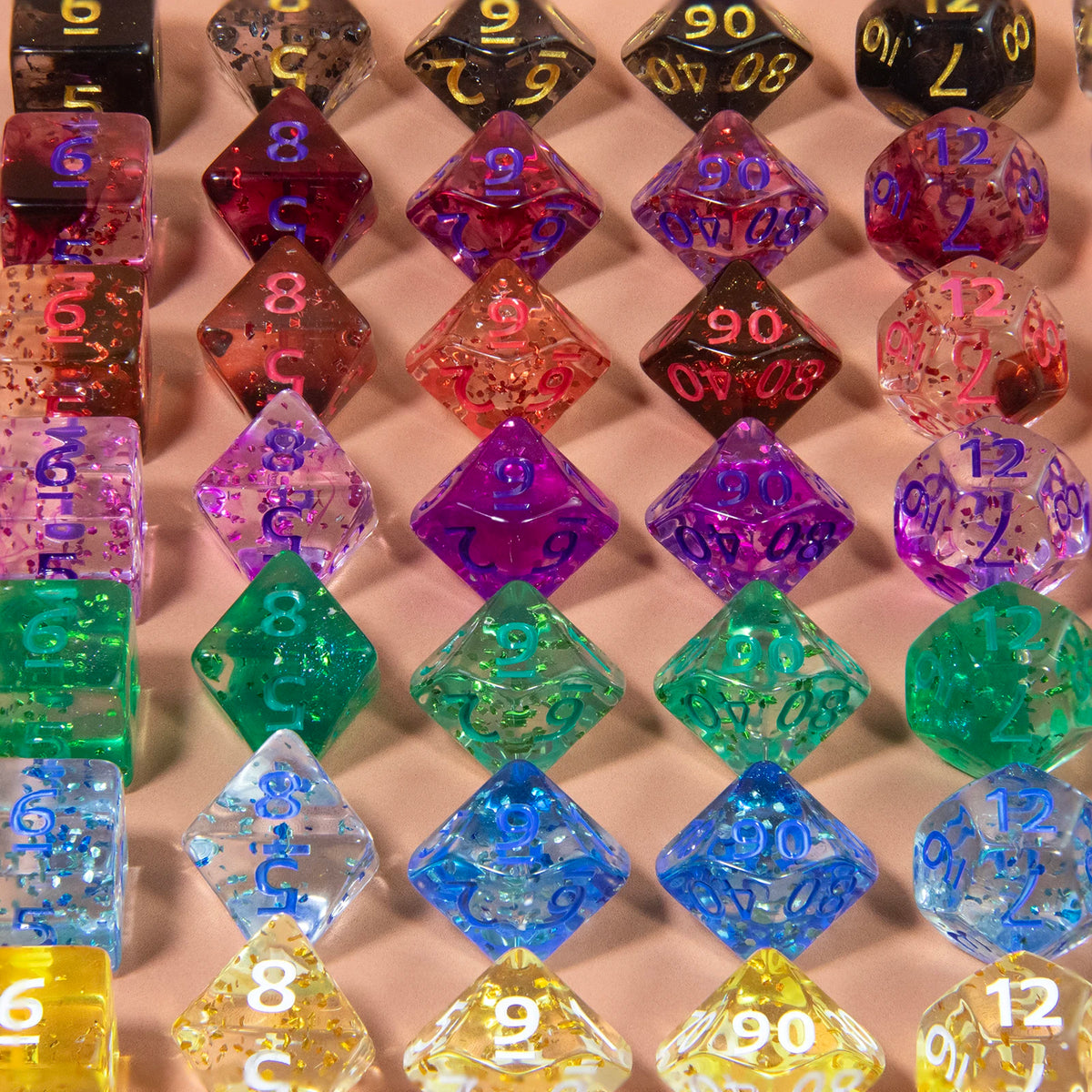 Nebula Effect Polyhedral Dice Set — 7 Transparent Acrylic Dice for D&D and RPGs