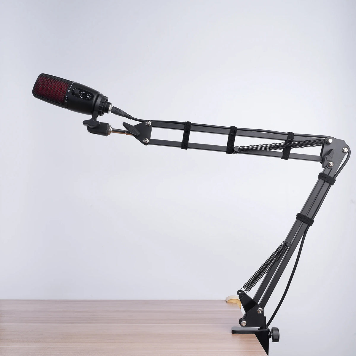 Adjustable Microphone Boom Arm with Table Mount and Mic Clip