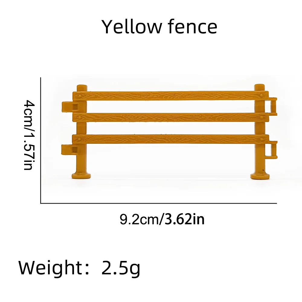 An orange yellow fence bar, 4cm long, used for miniature farm scenes.