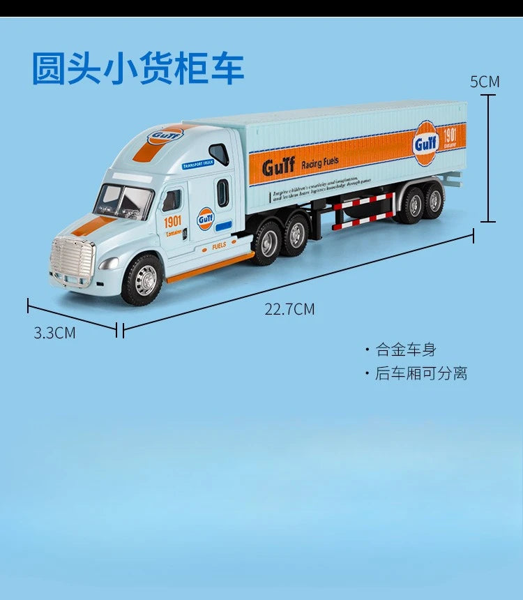 1:64 Scale Die-Cast Trailer Truck with Container - Gulf Racing Edition