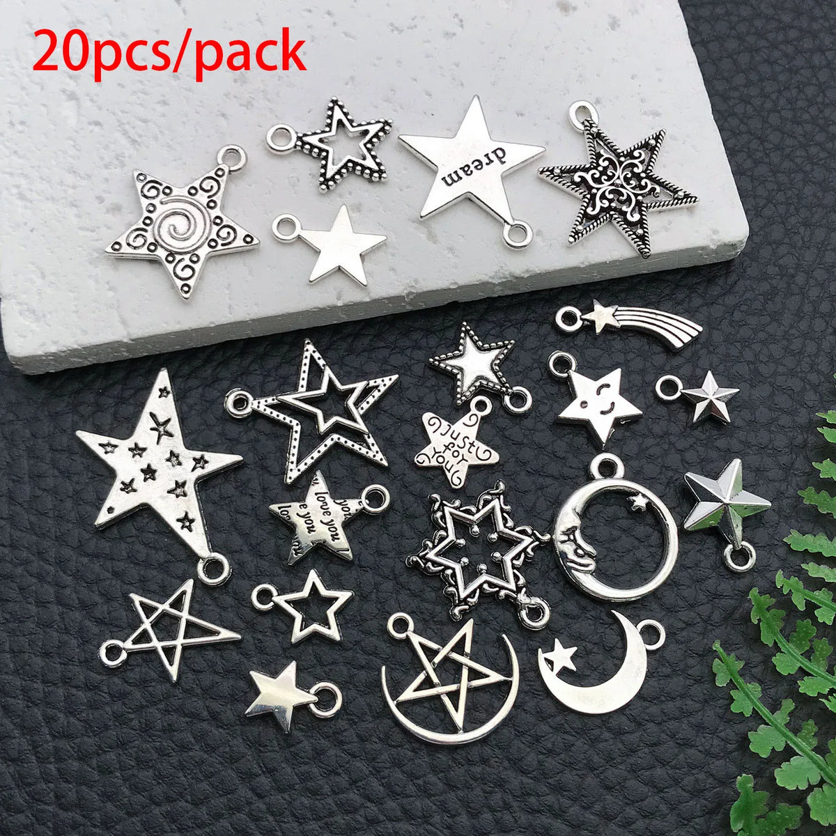 Celestial Charm Assortment – Vintage Silver Stars, Moons & Suns for Jewelry Making