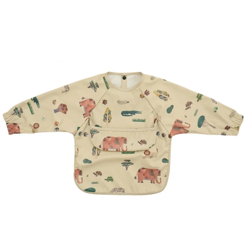 Waterproof Long-Sleeve Art Smock Bib for Toddlers