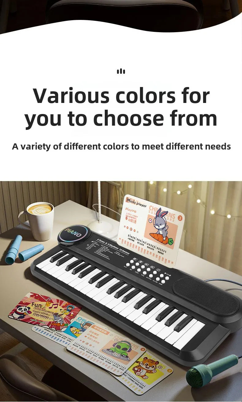 37-Key Kids Electronic Piano with Microphone and Stand