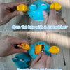 A video sequence showing the battery installation and assembly of an interactive music crab toy.