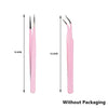 A pair of pink precision stainless steel tweezers shown vertically.