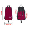 A maroon and black drumstick carrier bag with handles shown from the front and side views.