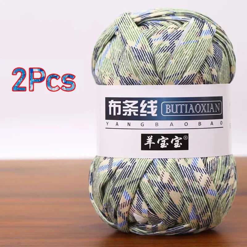 A ball of soft chunky t-shirt yarn for crochet and knitting, packaged as a 2-pack.